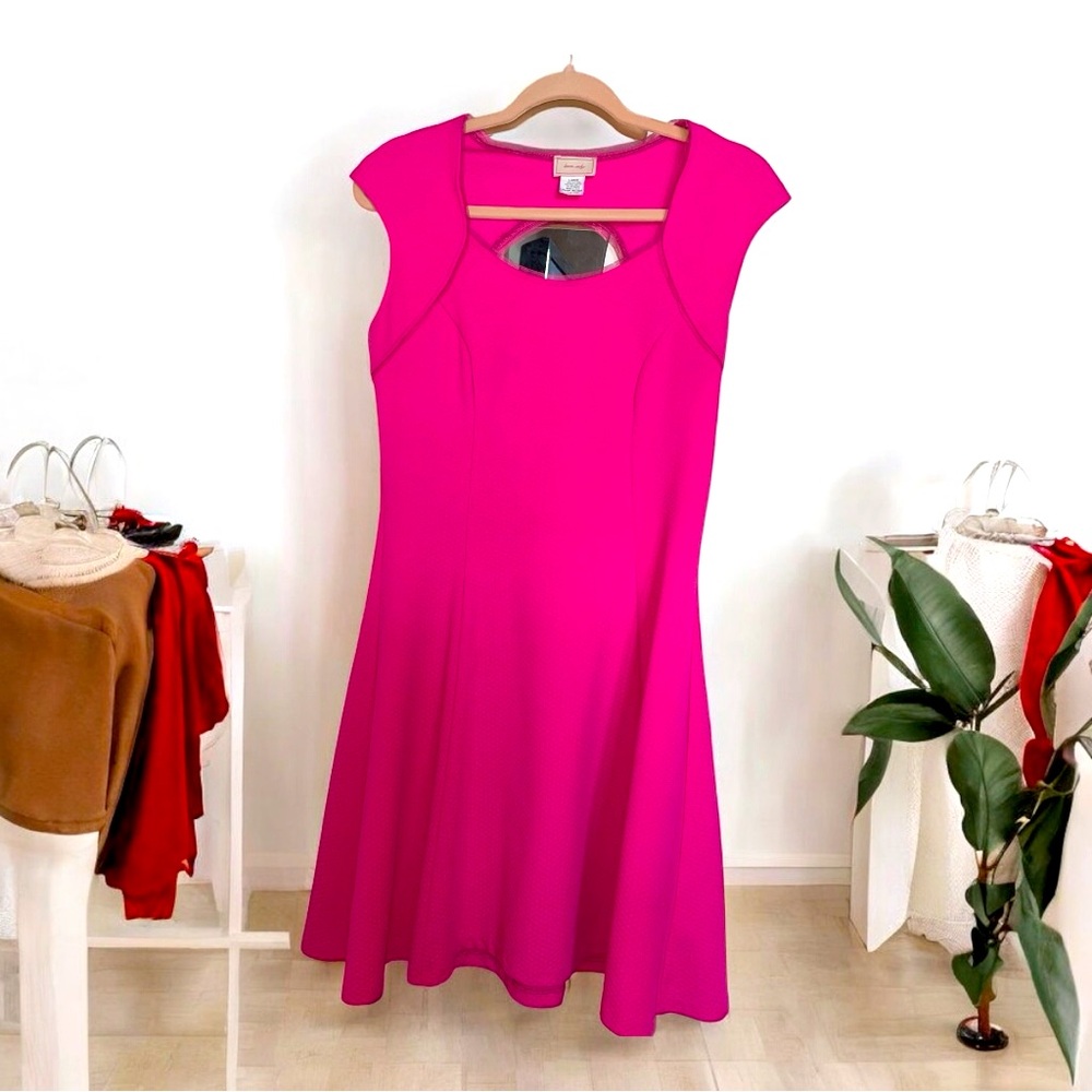 Fuschia a-line dress.